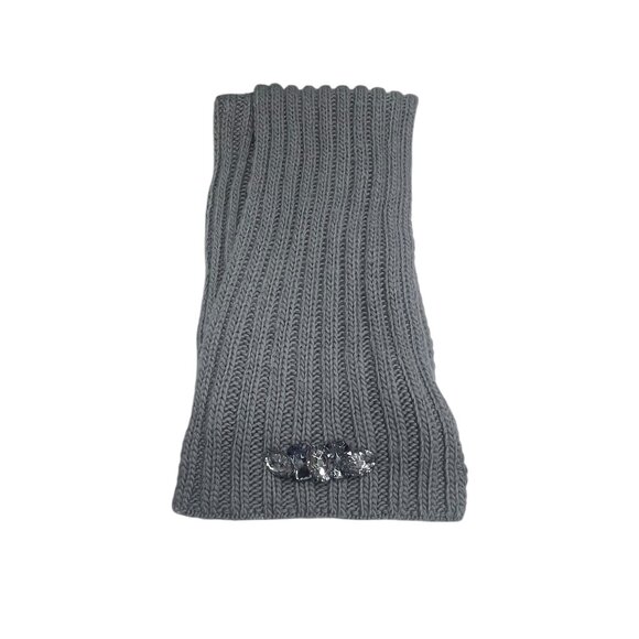 Juicy Couture Scarf Soft Lining Jeweled Neck Warmer Gray Metallic Cable Knit - Picture 6 of 11